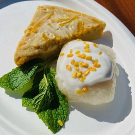 Taro Custard with Coconut Sticky Rice.