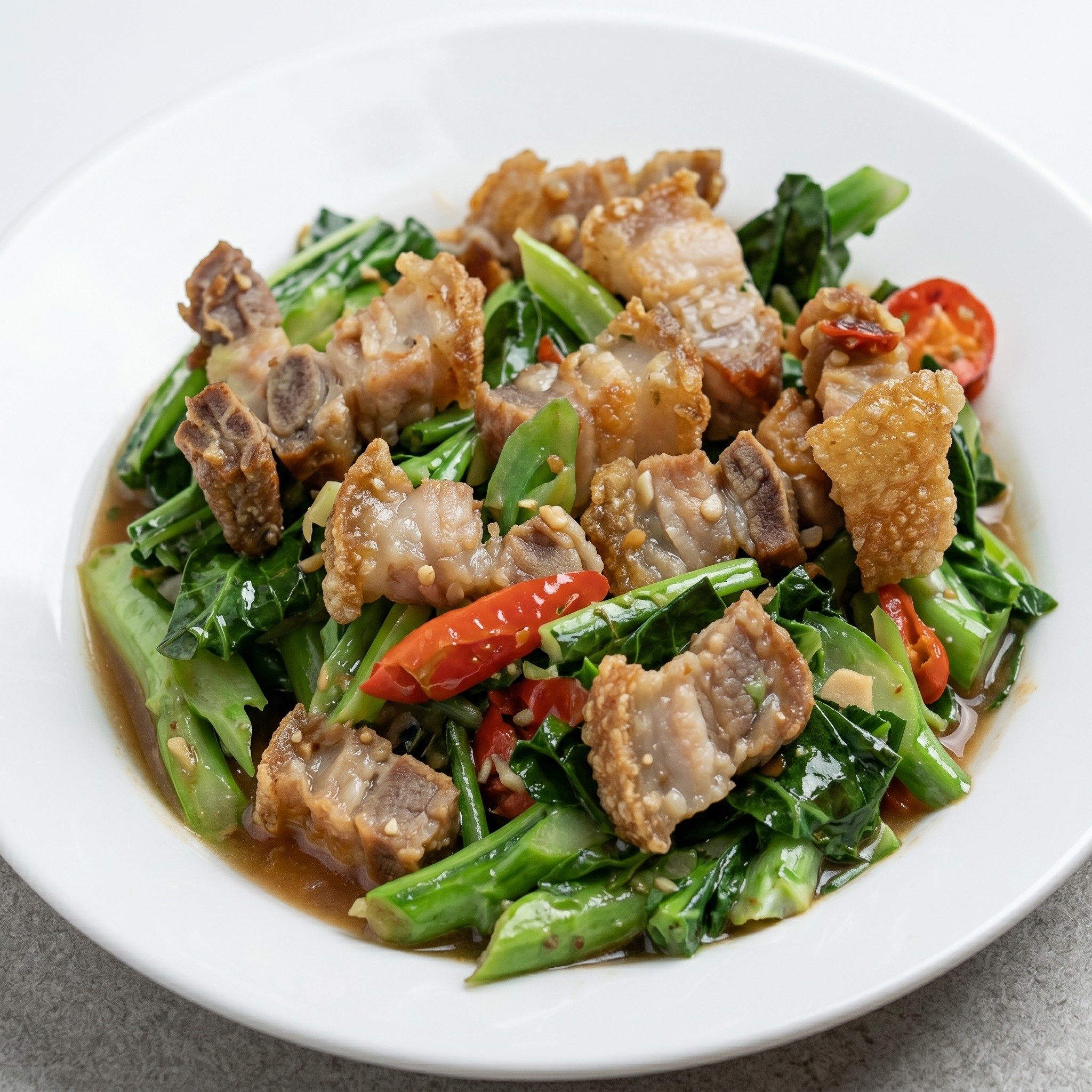 Chinese Broccoli Crispy Pork.