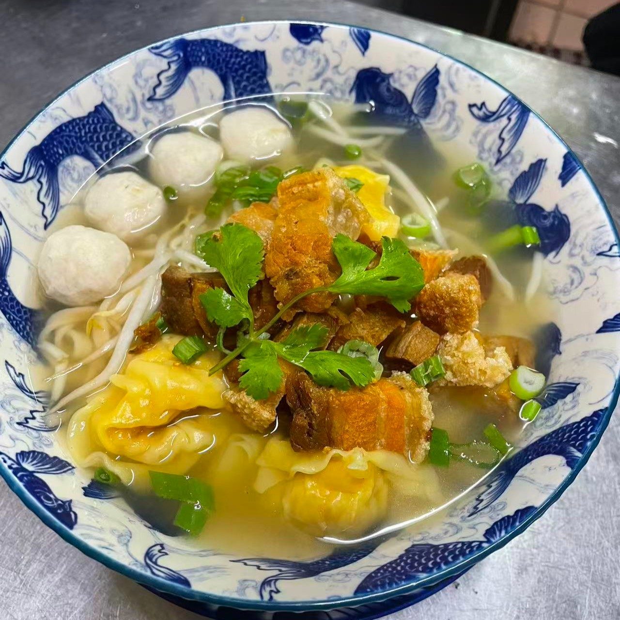 Roasted Pork Wonton Noodle Soup.